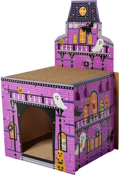 Frisco Halloween Mansion Cardboard Cat House, 2-Story slide 1 of 6
