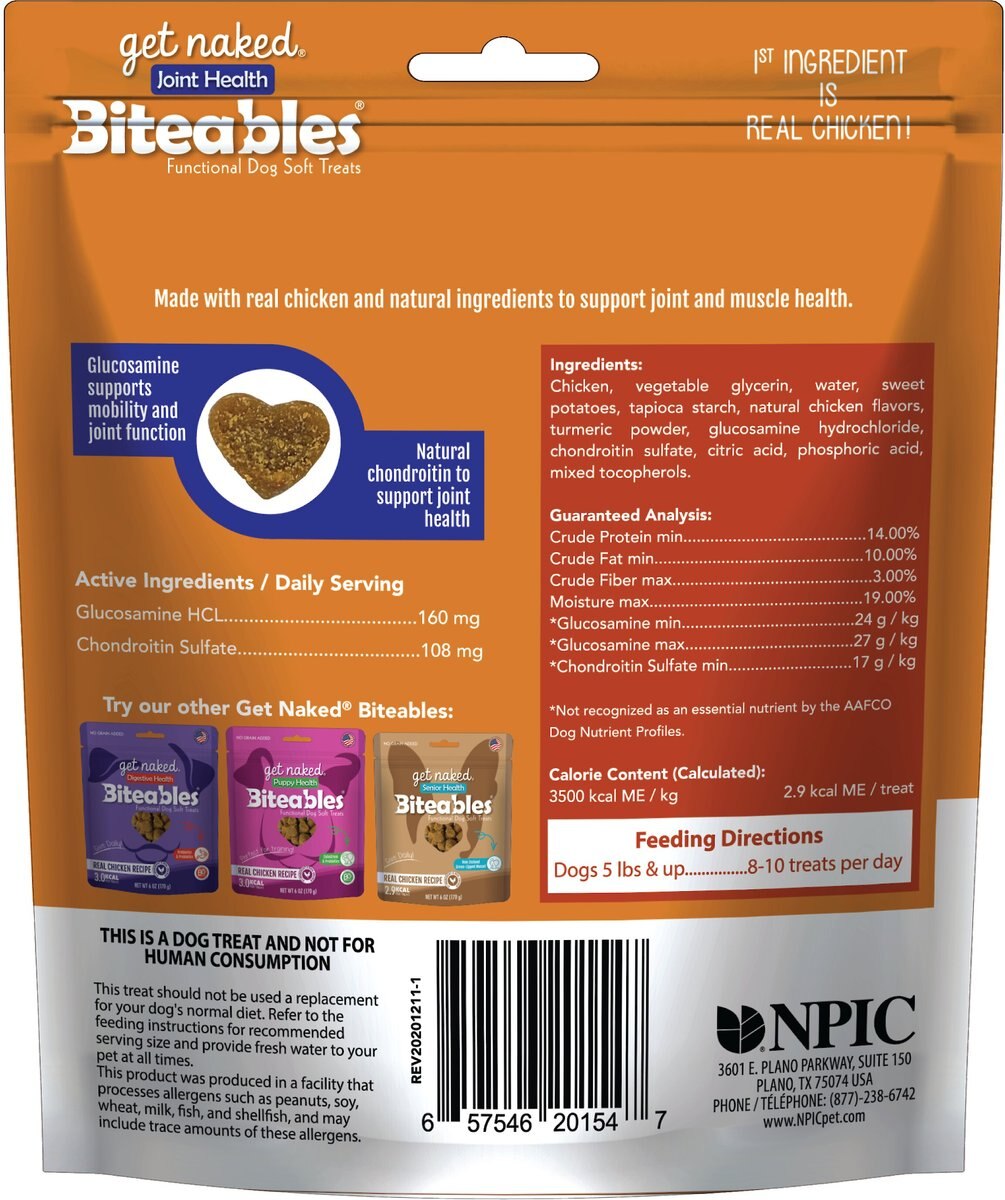 Get Naked Biteables Functional Joint Health Real Chicken Recipe Dog Treats, 6-oz bag
