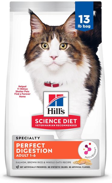 Hill's Science Diet Adult Perfect Digestion Salmon Dry Cat Food, 13-lb 