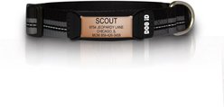 DOG iD The Rock Solid Personalized ID Tag Dog Collar, Rose Gold, Black, Small