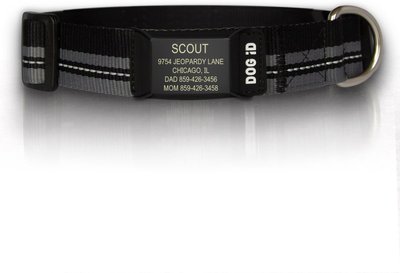 ROAD iD The Rock Solid Personalized ID Tag Dog Collar, Graphite, slide 1 of 1