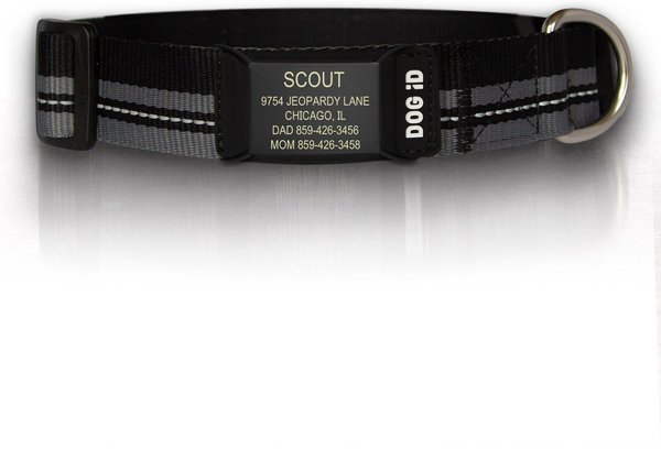 ROAD iD The Rock Solid Personalized ID Tag Dog Collar, Graphite, Black, Medium/Large slide 1 of 2