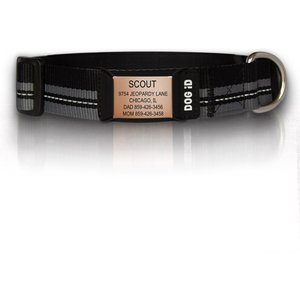 ROAD iD The Rock Solid Personalized ID Tag Dog Collar, Rose Gold, Black, Medium/Large