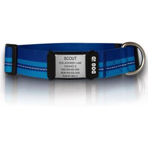 ROAD iD The Rock Solid Personalized ID Tag Dog Collar, Slate, Blue, X-Large