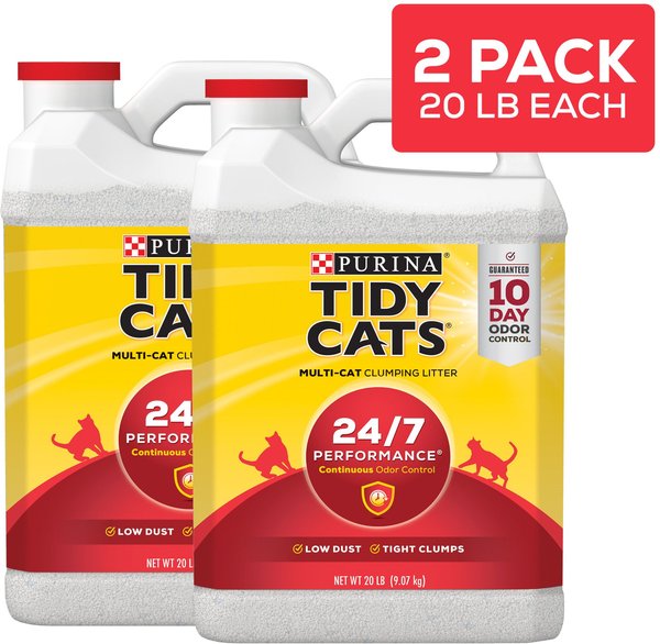 Tidy Cats 24/7 Performance Scented Clumping Clay Cat Litter, 20-lb jug, case of 2 slide 1 of 14