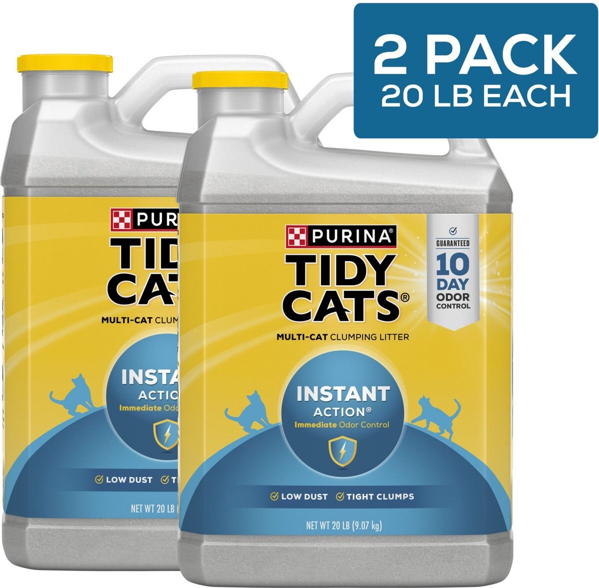 TIDY CATS Instant Action Scented Clumping Clay Cat Litter, 20lb jug, case of 2