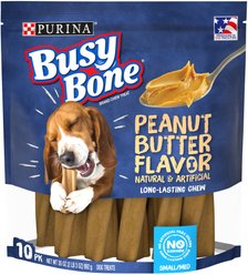 Busy Bone, Long-Lasting Peanut Butter Flavor Small/Medium Dog Treats, 10 count pouch