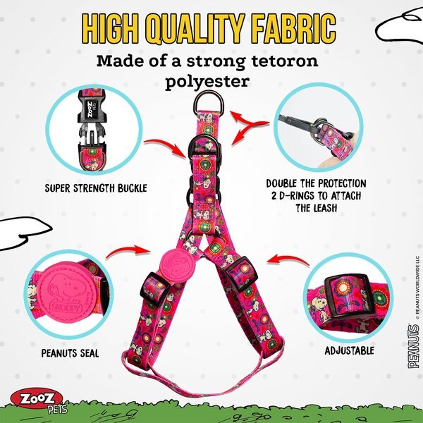 Zooz Pets Snoopy Flower Reflective Clip Dog Harness