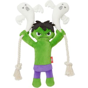 Marvel 's Halloween Hulk Plush with Rope Squeaky Dog Toy