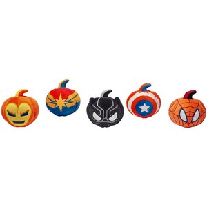 Marvel ‘s Halloween Heroes Pumpkin Plush Squeaky Dog Toy, 5 count, Medium