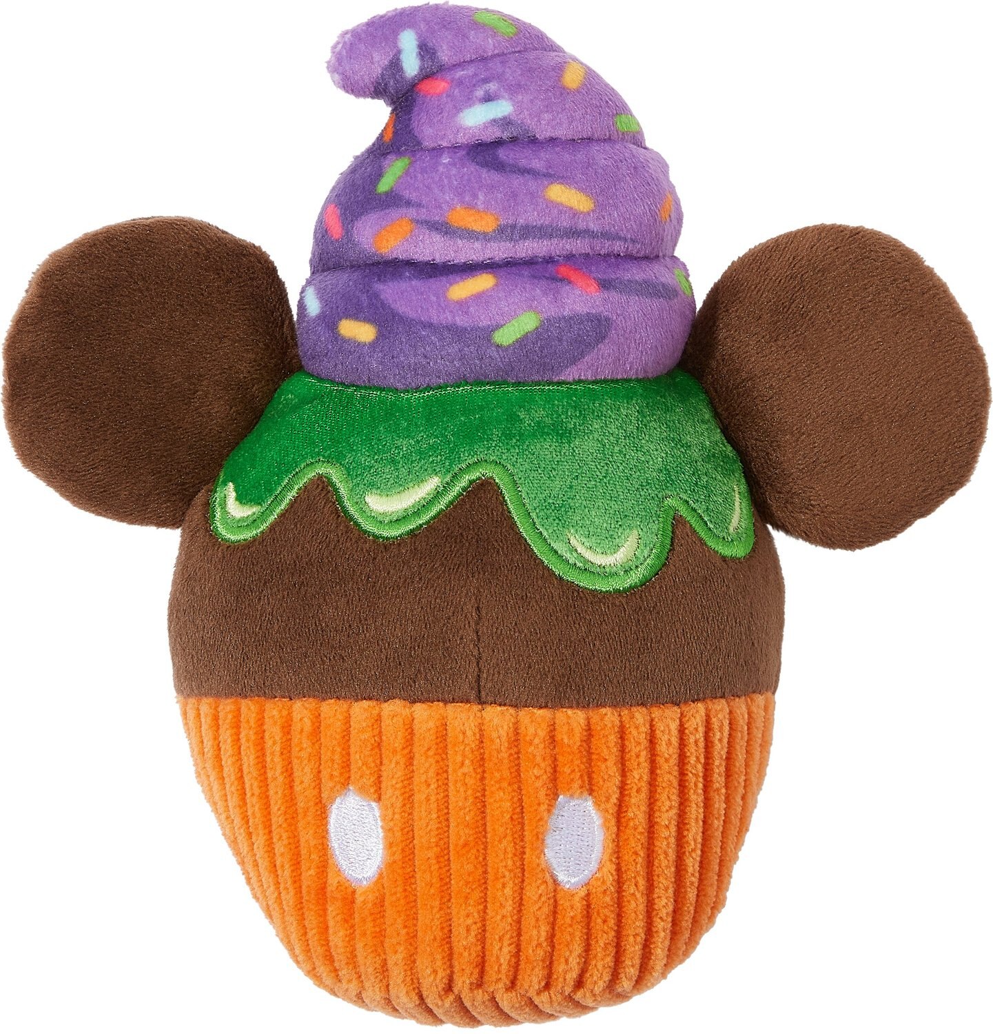DISNEY Halloween Mickey Mouse Cupcake Plush Squeaky Dog Toy