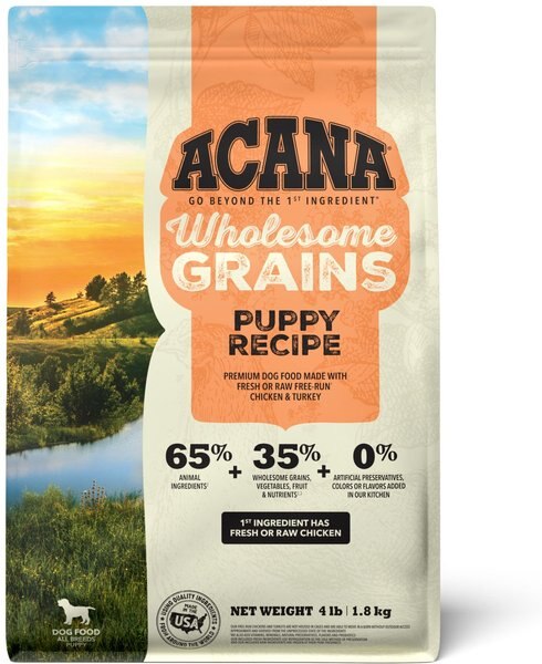 ACANA Wholesome Grains Puppy Recipe Gluten-Free Dry Dog Food, 4-lb bag slide 1 of 9
