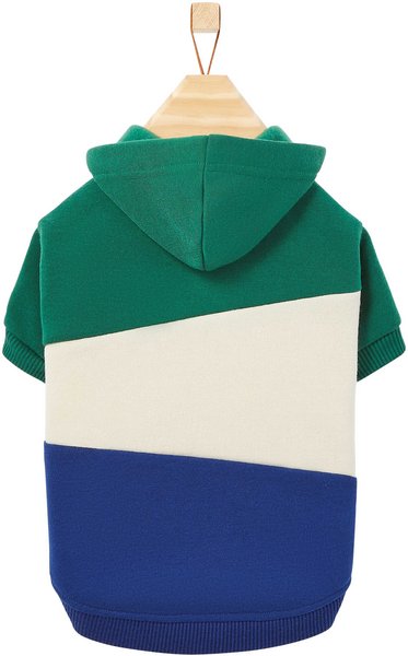 Frisco Colorblock Dog & Cat Hoodie with Sleeves, Green/Blue, X-Small slide 1 of 8