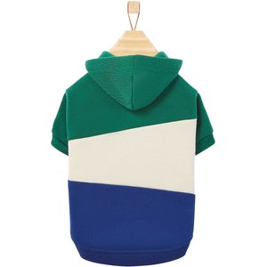 Frisco Colorblock Dog & Cat Hoodie with Sleeves, Green/Blue, X-Small
