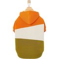 Frisco Colorblock Dog & Cat Hoodie with Sleeves, Olive/Orange, Small