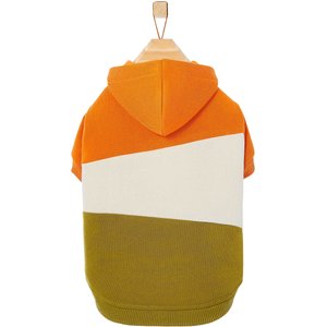Frisco Colorblock Dog & Cat Hoodie with Sleeves, Olive/Orange, Large