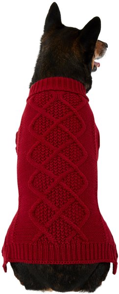 Frisco Chunky Cable Knit Dog & Cat Turtleneck Sweater, Red, X-Small slide 1 of 7