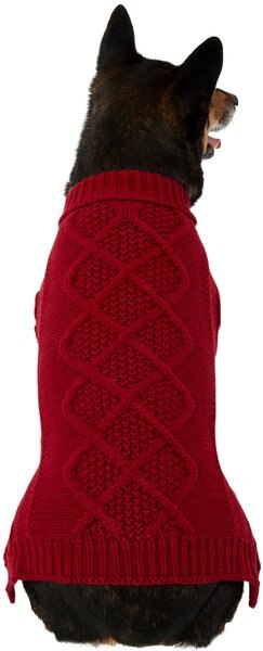 Frisco Chunky Cable Knit Dog & Cat Turtleneck Sweater, Red