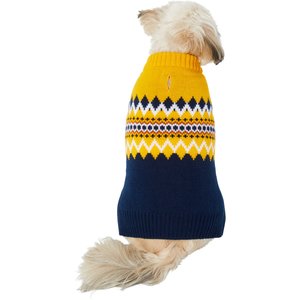 Frisco Geometric Dog & Cat Sweater, Yellow/Navy, Medium