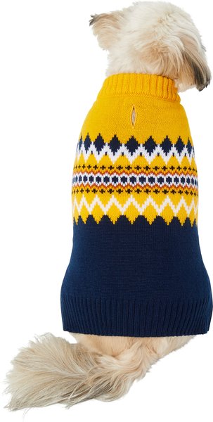 Frisco Geometric Dog & Cat Sweater, Yellow/Navy, Large slide 1 of 7