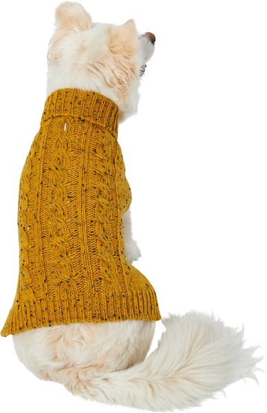 Frisco Cable Knit Dog & Cat Sweater with 60% Recycled Content, Mustard Yellow, X-Small slide 1 of 8