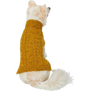 Frisco Cable Knit Dog & Cat Sweater with 60% Recycled Content, Mustard Yellow, Medium