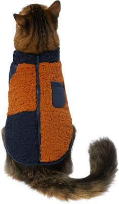 Show full view: Frisco Lightweight Colorblock Dog & Cat Zippered Sherpa Fleece Vest, Blue/Brown, X-Small slide 3 of 8