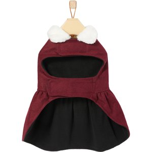 Frisco Mediumweight Pom Pom Bow Dog & Cat Peacoat Dress, Red, Medium