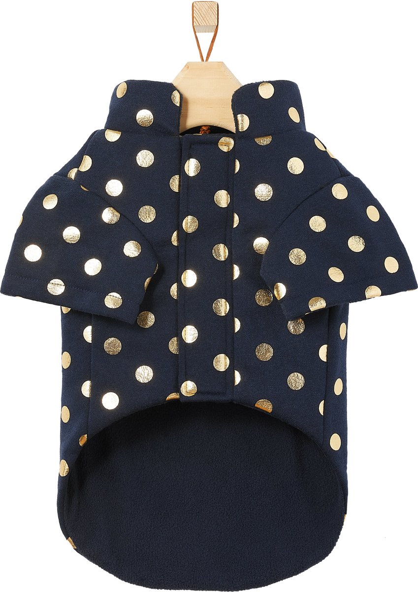 Frisco Lightweight Gold Dotted Dog & Cat Jacket, Navy