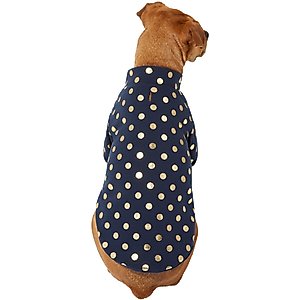 Frisco Lightweight Gold Dotted Dog & Cat Jacket, Navy, Large