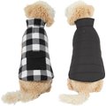 Frisco Reversible Plaid Dog & Cat Puffer Jacket, White/Black, 1 count, X-Small
