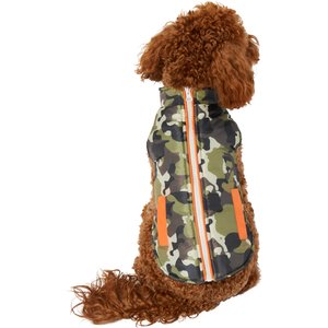 Frisco Mediumweight Camo Print Insulated Dog & Cat Zippered Coat, Green, X-Small