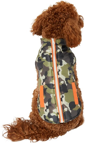 Frisco Mediumweight Camo Print Insulated Dog & Cat Zippered Coat, Green