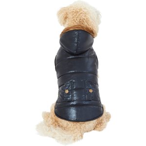Frisco Heavyweight Glossy Black Insulated Dog & Cat Puffer Coat, X-Large