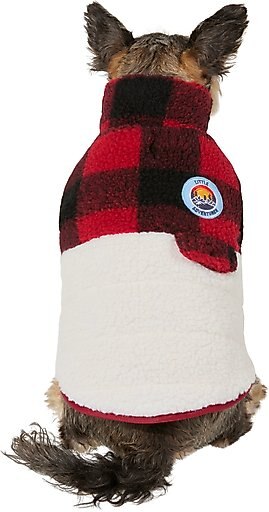 Frisco Mediumweight Red Plaid Insulated Dog & Cat Sherpa Coat, Medium