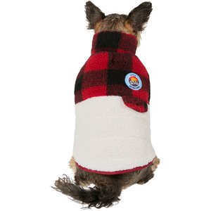 Frisco Mediumweight Red Plaid Insulated Dog & Cat Sherpa Coat, Medium