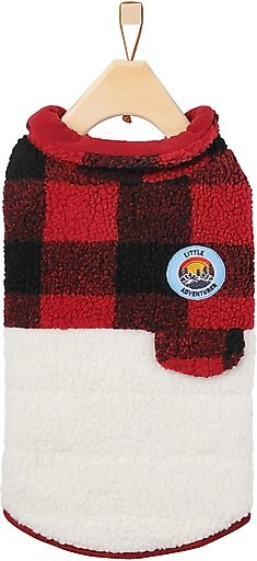 Frisco Mediumweight Red Plaid Insulated Dog & Cat Sherpa Coat, Medium