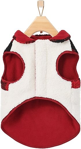 Frisco Mediumweight Red Plaid Insulated Dog & Cat Sherpa Coat, Medium