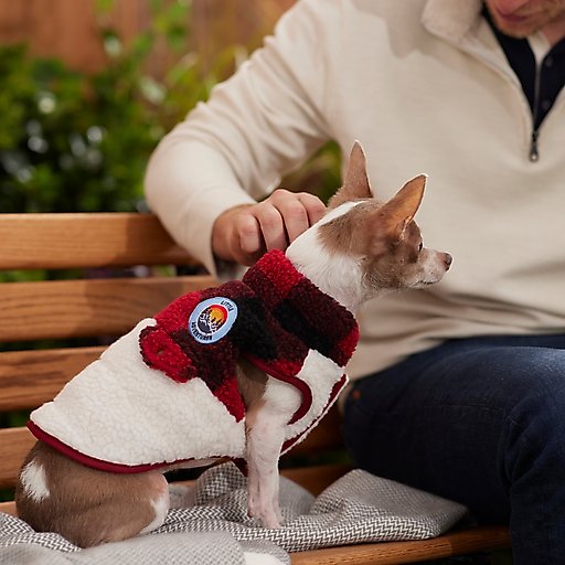 Frisco Mediumweight Red Plaid Insulated Dog & Cat Sherpa Coat, Medium