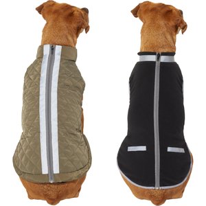 Frisco Mediumweight Reflective 2-in-1 Dog & Cat Fleece Coat, Olive, Small