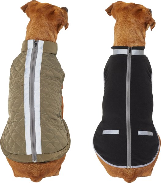 Frisco Mediumweight Reflective 2-in-1 Dog & Cat Fleece Coat, Olive, Large slide 1 of 6