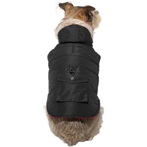 Frisco Mid-Heavyweight Cinching Insulated Dog & Cat Parka, Black/Red Plaid, X-Small