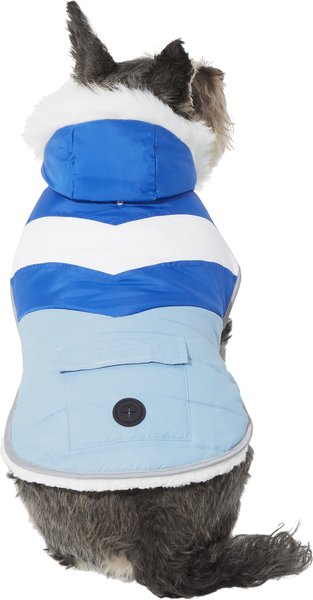 Frisco Chevron Insulated Dog & Cat Parka with Pocket, Blue, X-Small slide 1 of 8