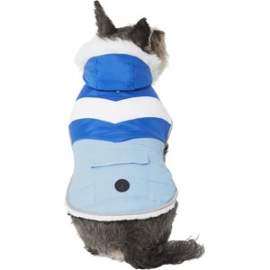 Frisco Heavyweight Chevron Insulated Dog & Cat Parka with Pocket, Blue, X-Small