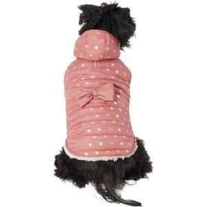Frisco Heavyweight Polka Dotted Insulated Dog & Cat Parka, Rose Gold, Small