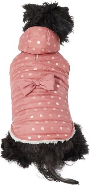 Frisco Polka Dotted Insulated Dog & Cat Parka, Rose Gold, XX-Large slide 1 of 7