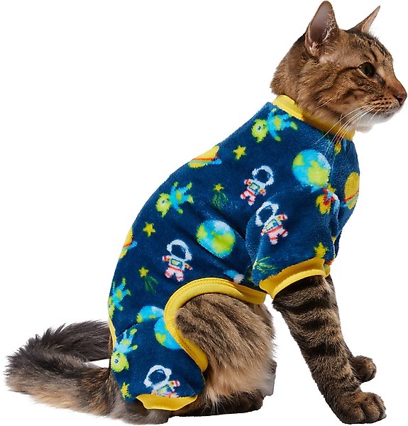 Frisco Dog & Cat Cozy Plush Fleece PJs, Outer Space, Small slide 1 of 8