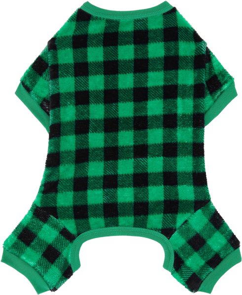 Frisco Dog & Cat Cozy Plush Fleece PJs, Green Plaid, X-Small slide 1 of 8