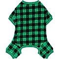 Frisco Dog & Cat Cozy Plush Fleece PJs, Green Plaid, X-Small