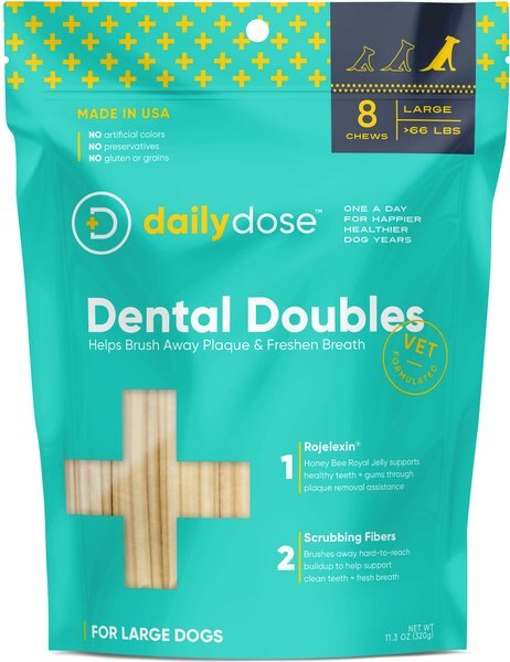 dailydose Dental Doubles Large Grain-Free Mint & Chicken Flavor Dental Dog Treats, 8 count slide 1 of 6